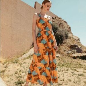 Cleobella Jolene Maxi Dress Riviera Print European Vacation Resortwear Sundress